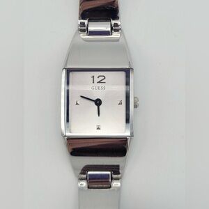 Vintage Guess Silver Tone Square Ladies Cuff Bracelet Watch